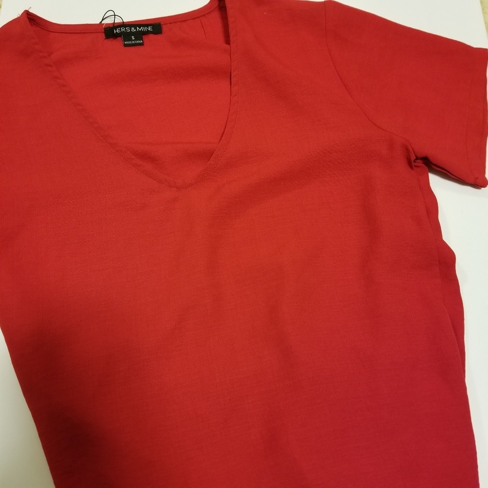 Hers and Mine Red Bow Top